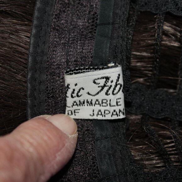 Synthetic Fiber Short Straight Brown W/Highlights Bob Wig With Bangs - Picture 8 of 11